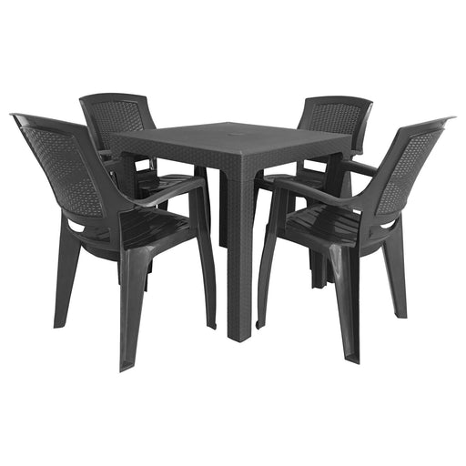 Flora 5 piece poly-propelene dining set (Anthracite) F6030AN Quest - Dynamic Drive