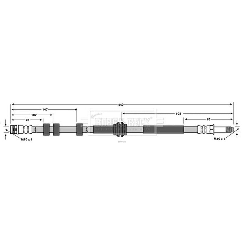 Borg & Beck Brake Hydraulic Hose Line Rear Right BBH7573