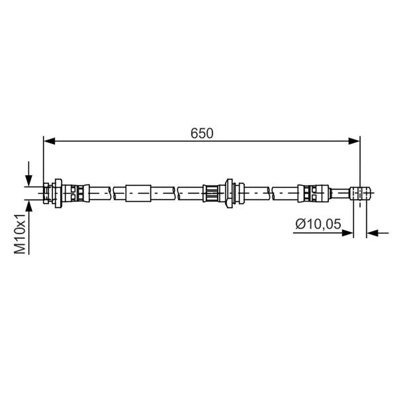 Bosch Brake Hydraulic Hose Line Rear Right fits Nissan Primera 2002-2008