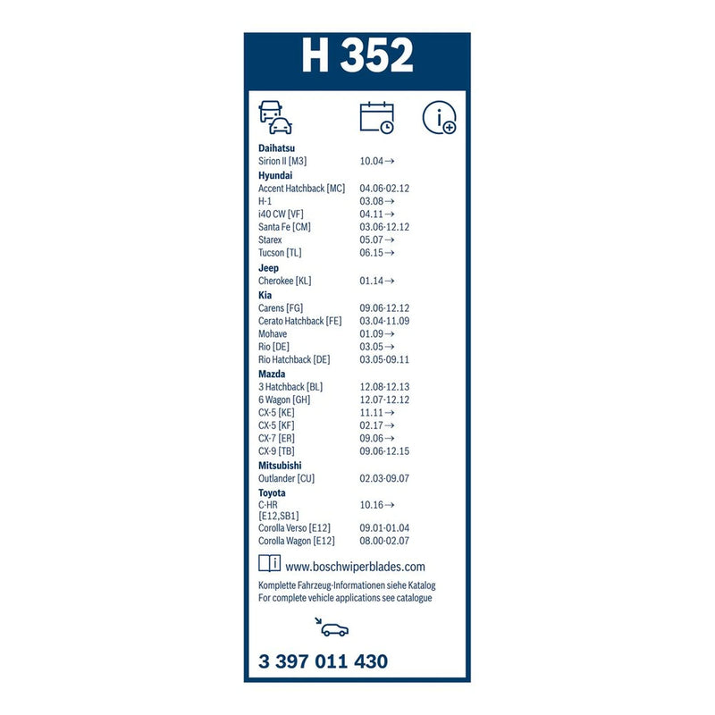 Bosch Conventional Wiper Blade 350mm — H352 fits Alfa Romeo Tonale 2022 on