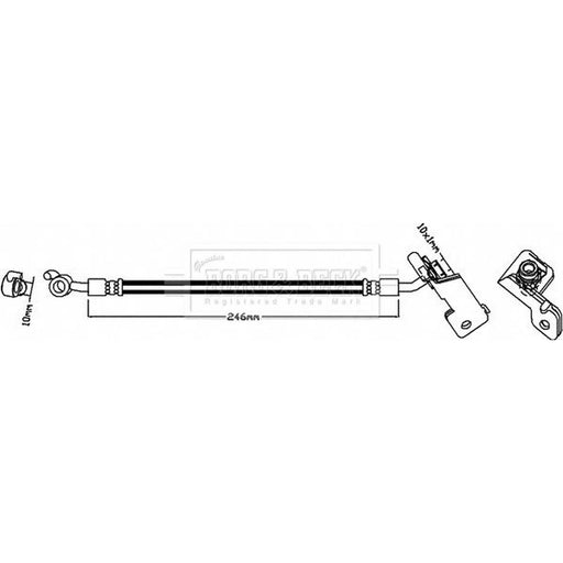 Borg & Beck Brake Hydraulic Hose Line Rear Left BBH8294