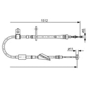 Bosch Handbrake Cable Left Rear fits Suzuki Ignis I 2000-2003 1.3
