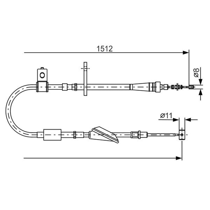 Bosch Handbrake Cable Left Rear fits Suzuki Ignis I 2000-2003 1.3