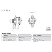 Bosch Car Alternator 12V fits Mini Mini 2001-2008
