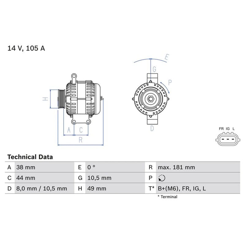 Bosch Car Alternator 12V fits Mini Mini 2001-2008