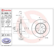 Brembo 2 x Internally Vented Front Brake Discs 09.9928.11-x2