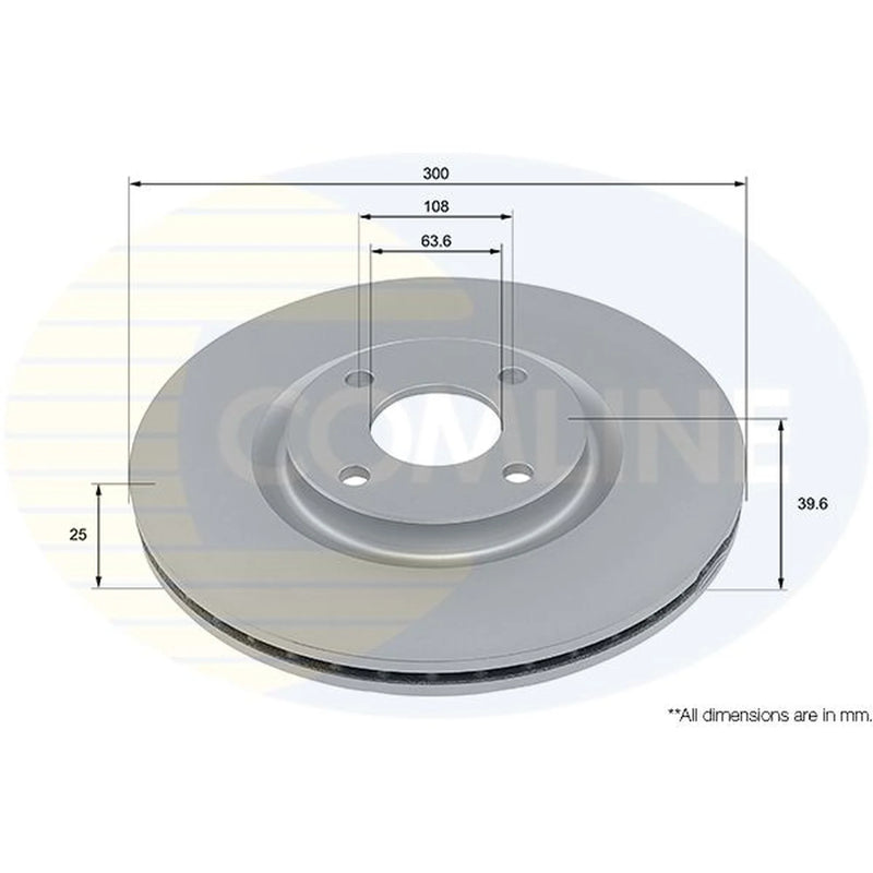 Comline 2 x Vented Front Brake Discs ADC4008V-x2