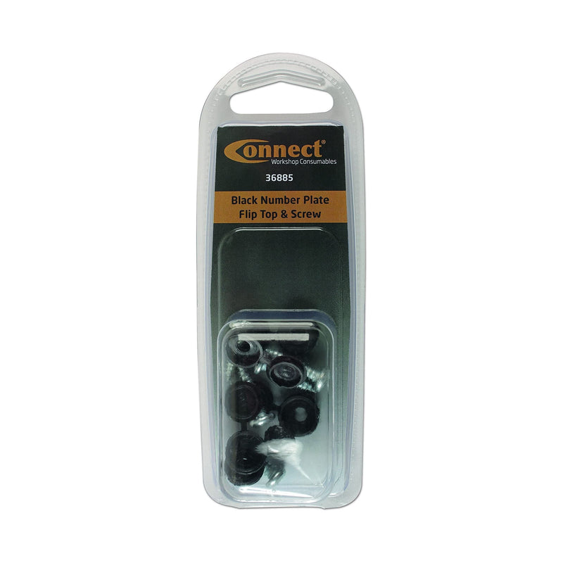Connect Black Number Plate Flip Top & Screw 5pc 36885 Connect Workshop Consumables - Dynamic Drive