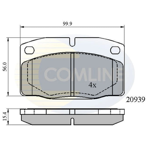 Comline 4 x Front Brake Pad Set fits Bedford Astra Van Estate 1982-1991