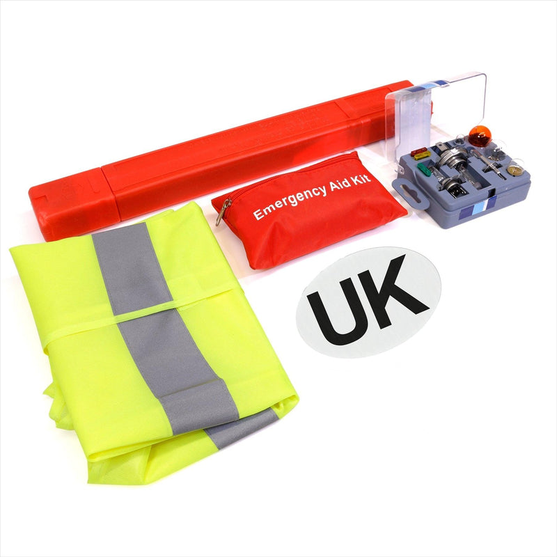 European Breakdown Emergency Travel Kit Triangle Vest Bulb Kit UK Sticker Streetwize - Bars 4 Cars