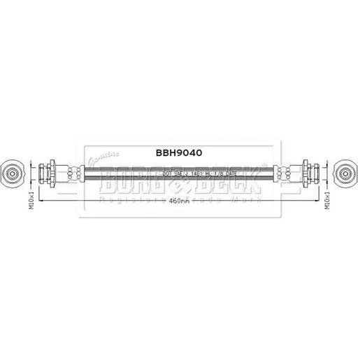 Borg & Beck Brake Hydraulic Hose Line Rear Right BBH9040