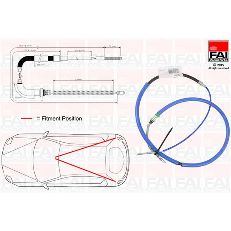 FAI Handbrake Cable Left Rear fits Seat Inca 1995-2003 1.4 1.9