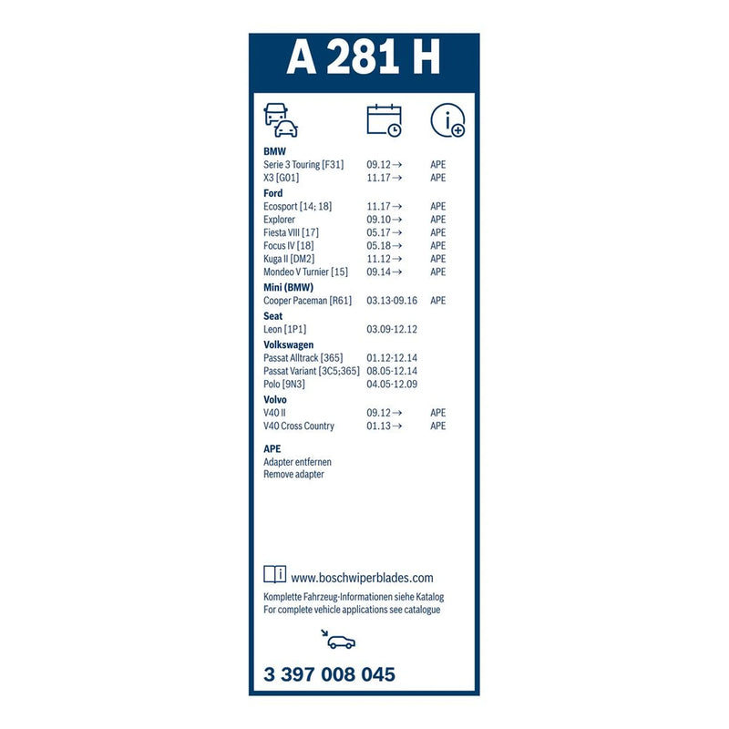 Bosch Aerotwin Wiper Blade 280mm — A281H fits Alpina B3 2013-2017