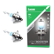 Lucas H4 12v Car 150% Brighter Upgrade Bulbs Headlight Headlamp Performance Lucas  - Dynamic Drive