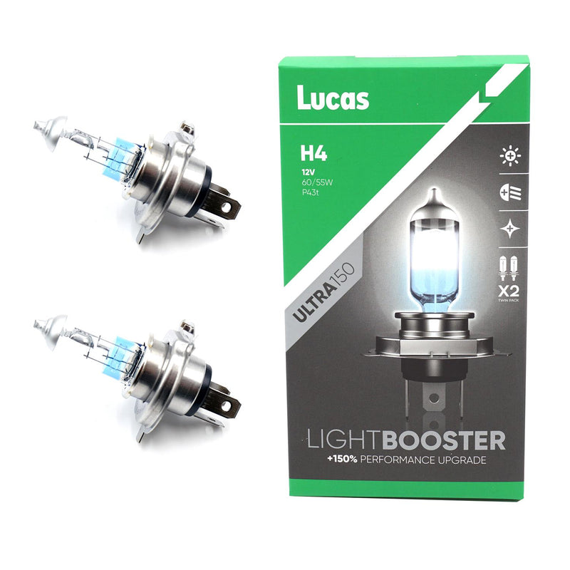 Lucas H4 12v Car 150% Brighter Upgrade Bulbs Headlight Headlamp Performance Lucas  - Dynamic Drive