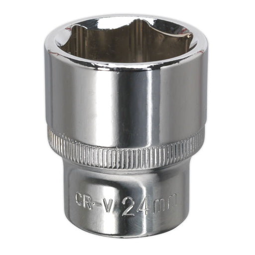 Sealey WallDrive Socket 24mm 1/2"Sq Drive Fully Polished SP1224 Sealey - Dynamic Drive