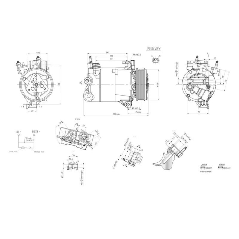 Hella Air Conditioning Compressor fits Ford C-Max II 2010-2019 1.6