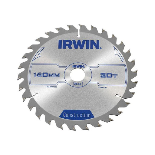 Irwin® Construction Circular Saw Blade 160 x 20mm x 30T ATB IRWIN® - Dynamic Drive