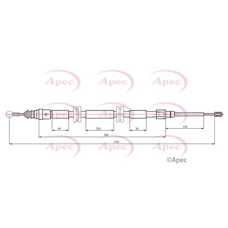 Apec Handbrake Cable Left Rear fits Renault Kangoo Be Bop 2009-2012 1.5 1.6