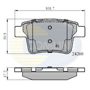 Comline 4 x Rear Brake Pad Set fits Ford Mondeo 2000-2007 1.8 2.0 2.2 2.5 3.0