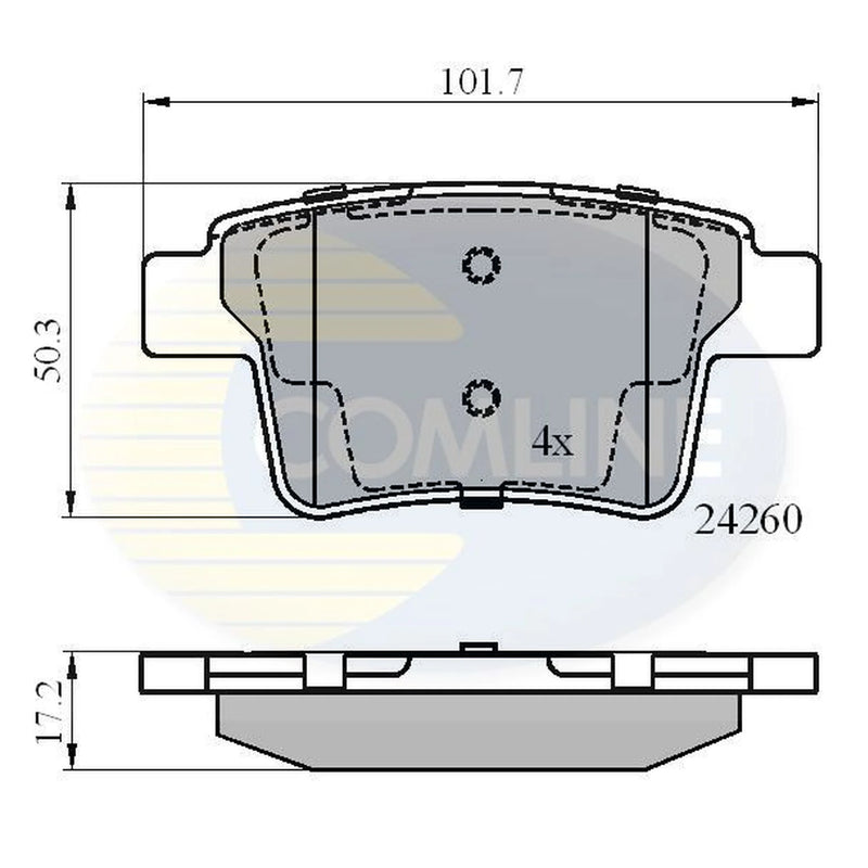 Comline 4 x Rear Brake Pad Set fits Ford Mondeo 2000-2007 1.8 2.0 2.2 2.5 3.0