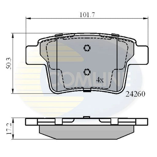 Comline 4 x Rear Brake Pad Set fits Ford Mondeo 2000-2007 1.8 2.0 2.2 2.5 3.0