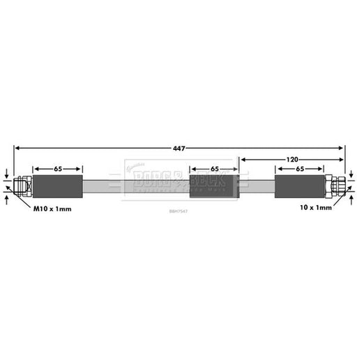 Borg & Beck Brake Hydraulic Hose Line Front Right BBH7547