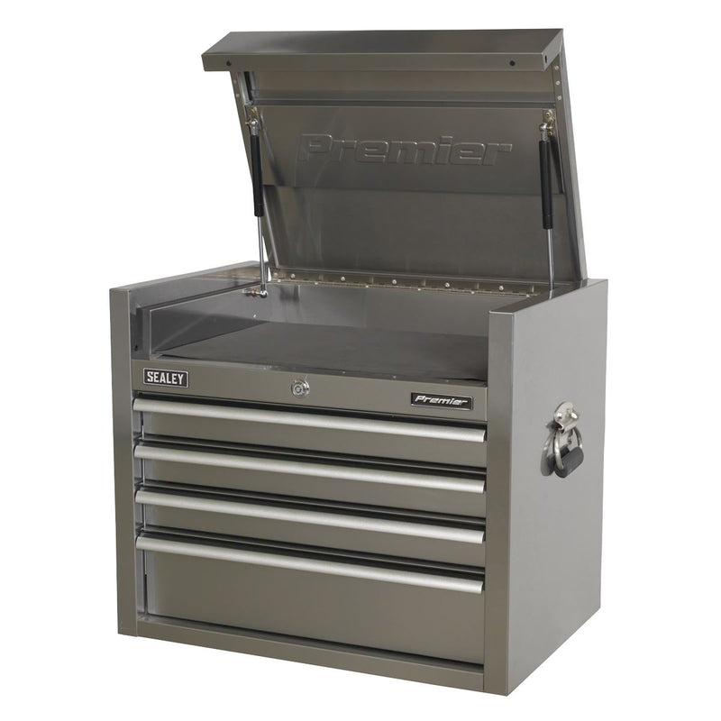Sealey Top Chest 4 Drawer 675mm Stainless Steel Heavy Duty Tool Storage Box Sealey  - Dynamic Drive