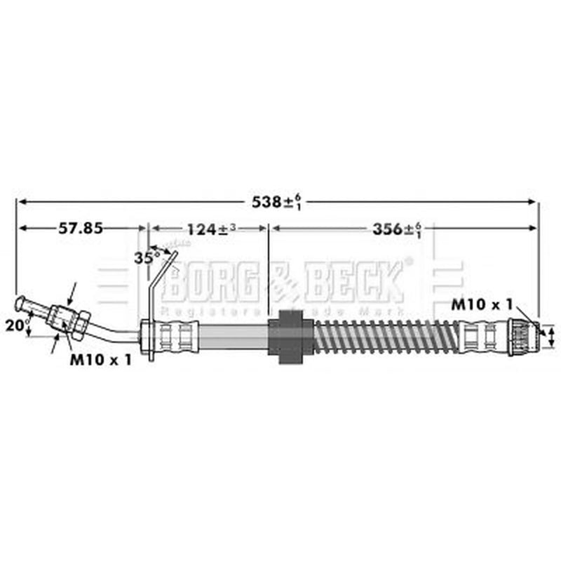 Borg & Beck Brake Hydraulic Hose Line Front BBH7131