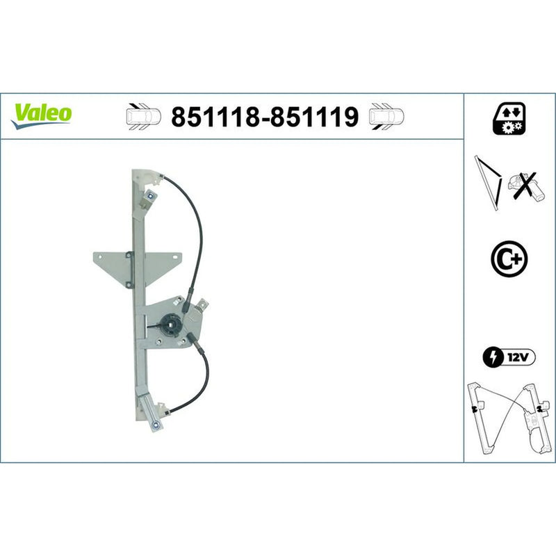 Valeo Electric Window Regulator Lifter Left Rear 851118