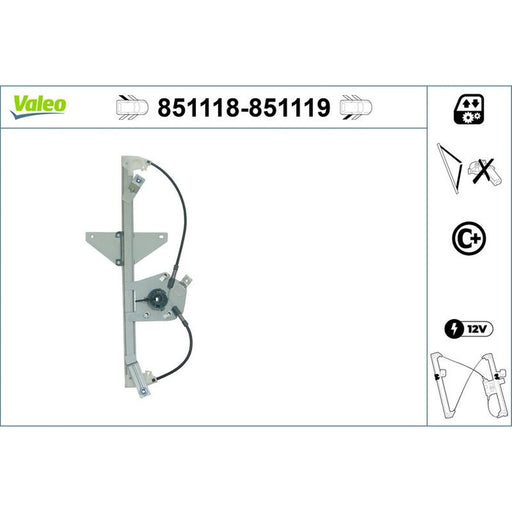 Valeo Electric Window Regulator Lifter Left Rear 851118