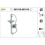 Valeo Electric Window Regulator Lifter Right Rear 851119