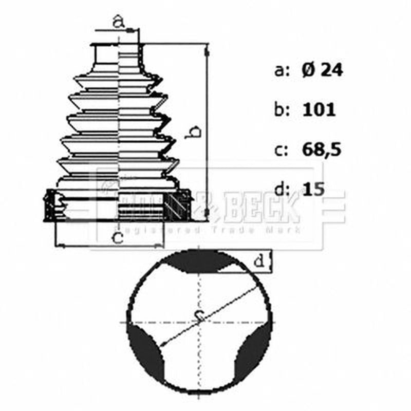 Borg & Beck Drive Shaft Bellow Kit transmission sided BCB6423
