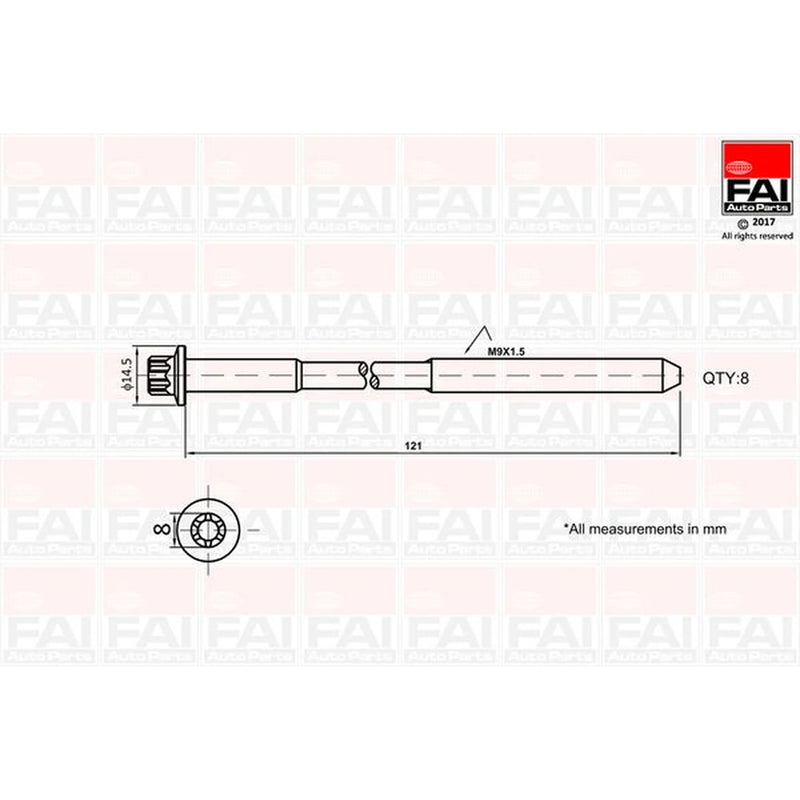 FAI Cylinder Head Bolt Set M9 x 1.5 fits Citroën C1 2005-2014 1.0