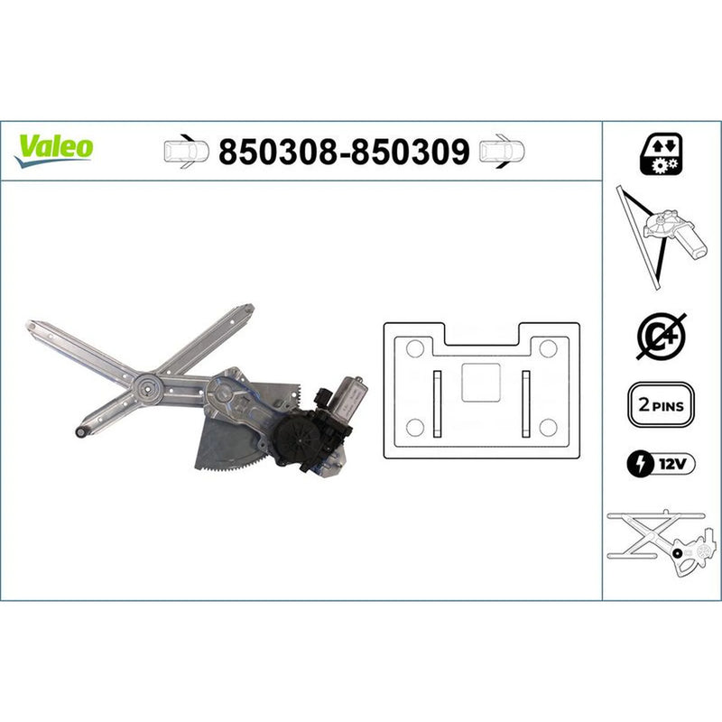 Valeo Electric Window Regulator Lifter Right Front 850309