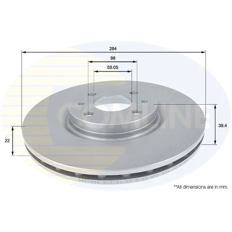 Comline Front Brake Discs & Pads fits Fiat Multipla 1999-2010 1.6 1.9