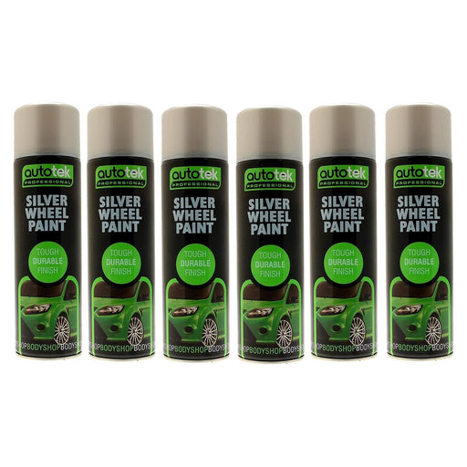 6x AUTOTEK SILVER Wheel Paint 500ml Spray Paint High Coverage Autotek  - Dynamic Drive