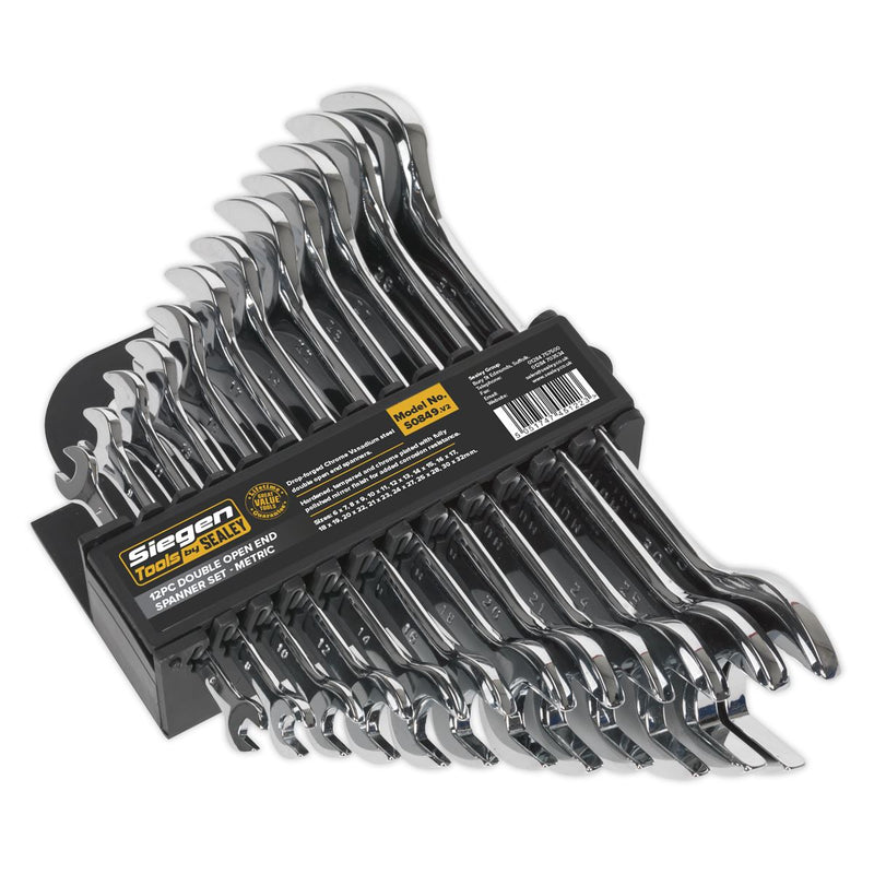 Seigen by Sealey Double Open End Spanner Set 12pc Metric S0849 Seigen by Sealey  - Dynamic Drive