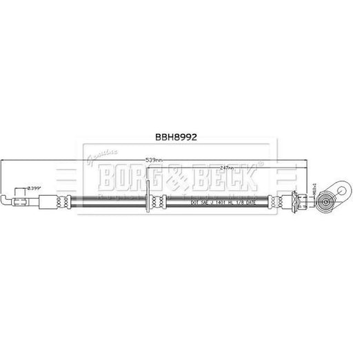 Borg & Beck Brake Hydraulic Hose Line Rear Right BBH8992