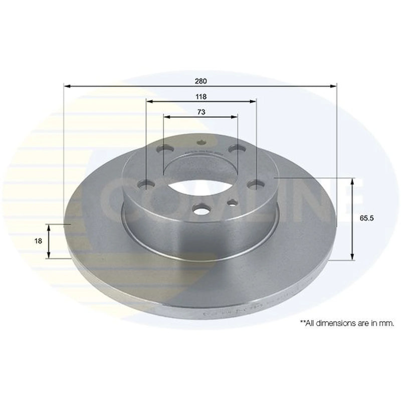Comline 2 x Solid Front Brake Discs ADC1534-x2