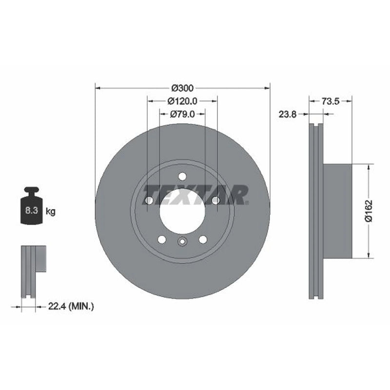 Textar 2 x Vented Front Brake Discs 92137705-x2