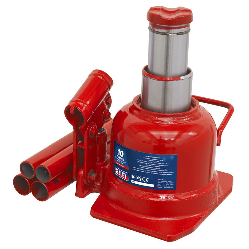 Sealey Bottle Jack 10 Tonne Low Profile Telescopic BJ10LE Sealey - Dynamic Drive