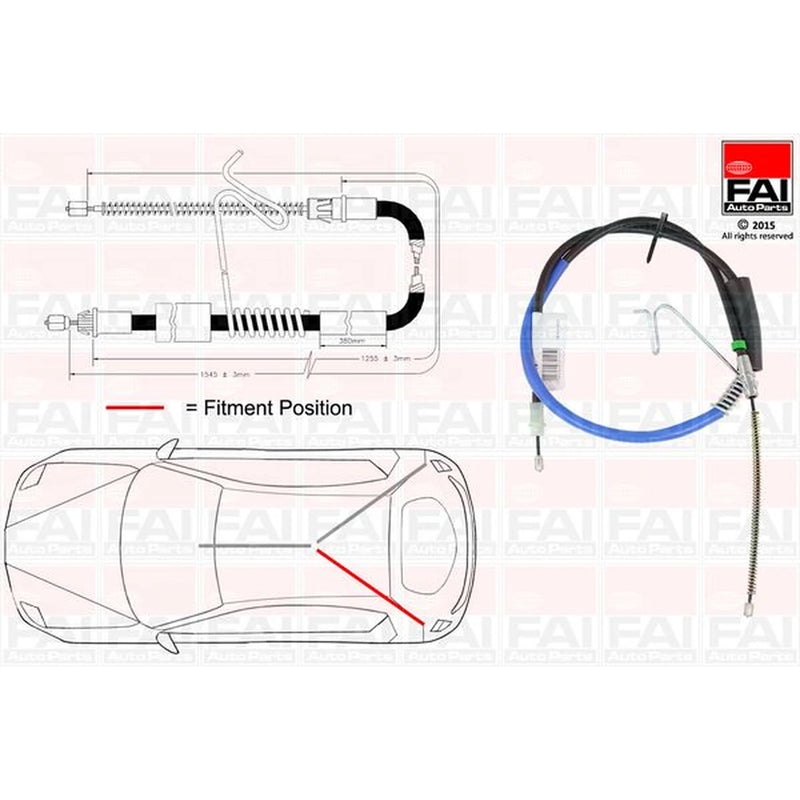 FAI Handbrake Cable Left Rear fits Ford Transit 2000-2014 2.0 2.2