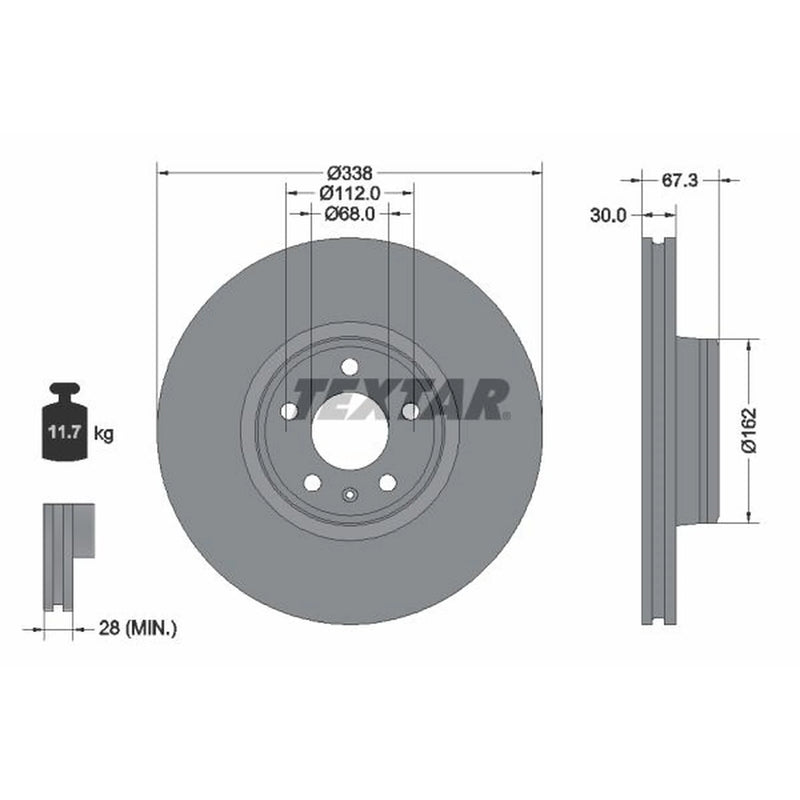Textar 2 x Vented Front Brake Discs 92345505-x2