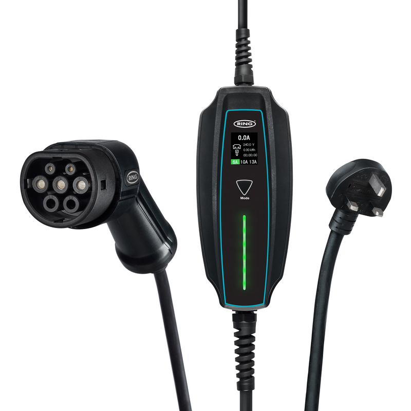 Ring Type 2 Electric Vehicle Plug in Charging Cable EV Charger UK 3 Pin 230V AC Ring Automotive - Dynamic Drive