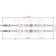 Apec Handbrake Cable Left Rear fits Opel Zafira A 1999-2005 1.6 1.8 2.0 2.2
