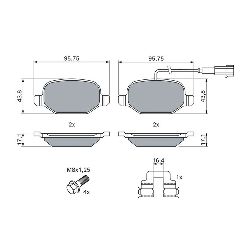 Bosch Front & Rear Pads fits Alfa Romeo Mito 2008-2018 0.9 1.4