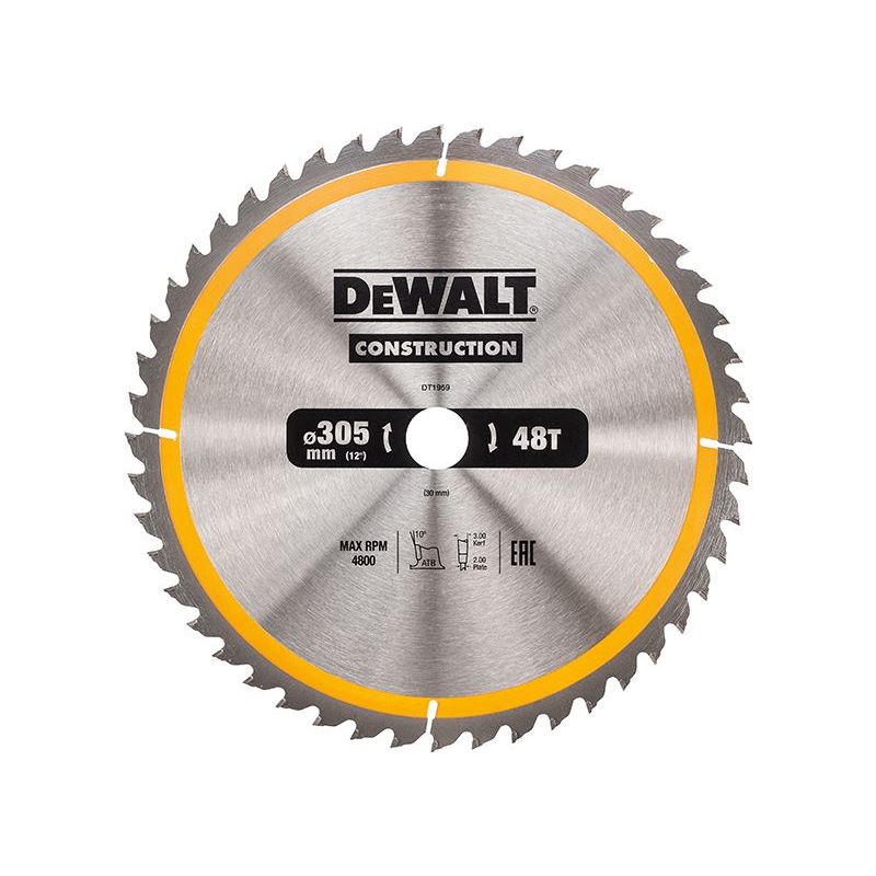 Dewalt Power Tools Stationary Construction Circular Saw Blade 305 x 30mm x 48T DeWALT Power Tools - Dynamic Drive