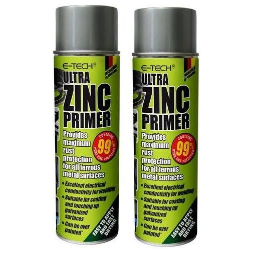 2x E-Tech ULTRA Zinc Primer Paint Spray Metal Welding Galve Rust Prevent 500ml E-Tech - Dynamic Drive