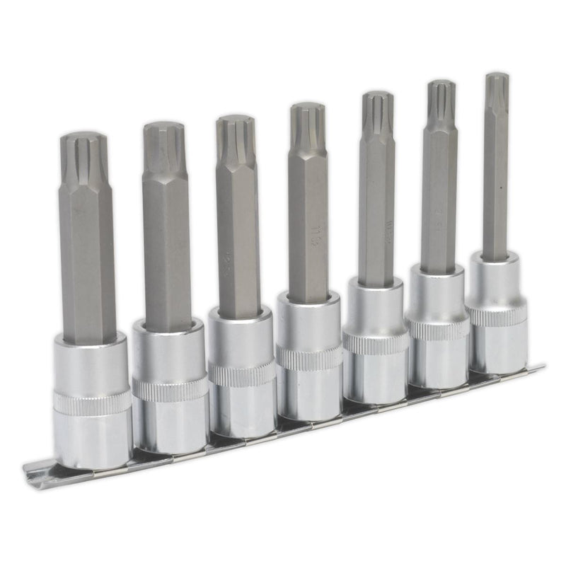 Sealey Ribe Socket Bit Set 7pc 1/2"Sq Drive 100mm AK6235 Sealey - Dynamic Drive